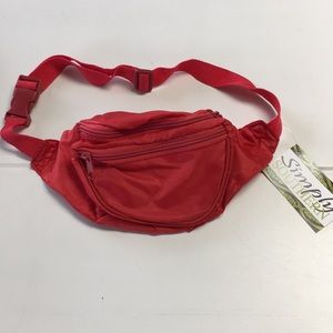 Red Fanny Pack w/ 3 zippered pouches
